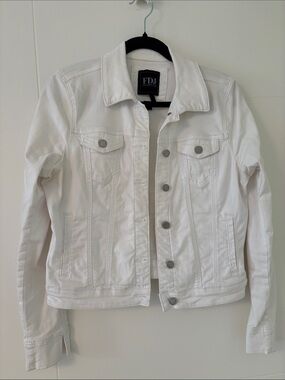 FDJ White Women's Denim Jacket - Classic Button-Up Jean Jacket